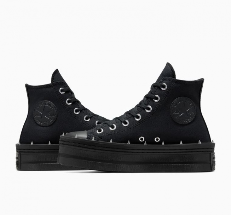 Női Converse Chuck Taylor All Star Modern Lift Studded Platform Cipő Fekete | HUNGARY DGX5UZ