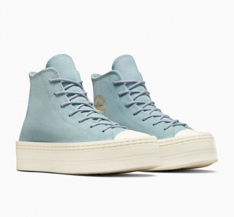 Női Converse Chuck Taylor All Star Modern Lift Suede Platform Cipő Világos Kék | HUNGARY SGZ7ET