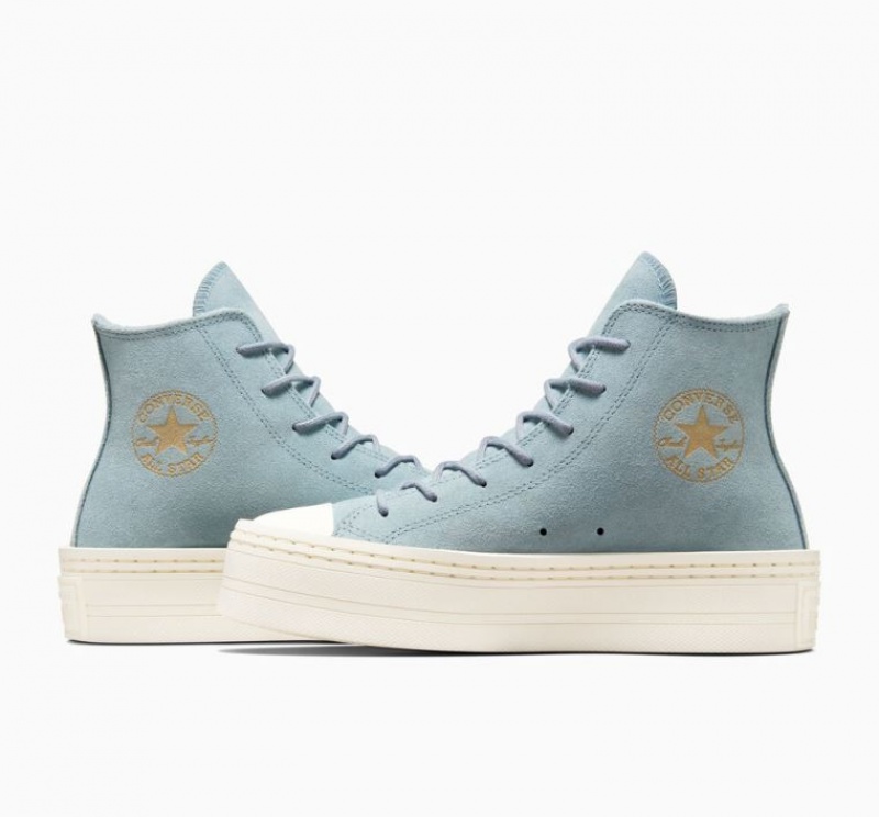 Női Converse Chuck Taylor All Star Modern Lift Suede Platform Cipő Világos Kék | HUNGARY SGZ7ET