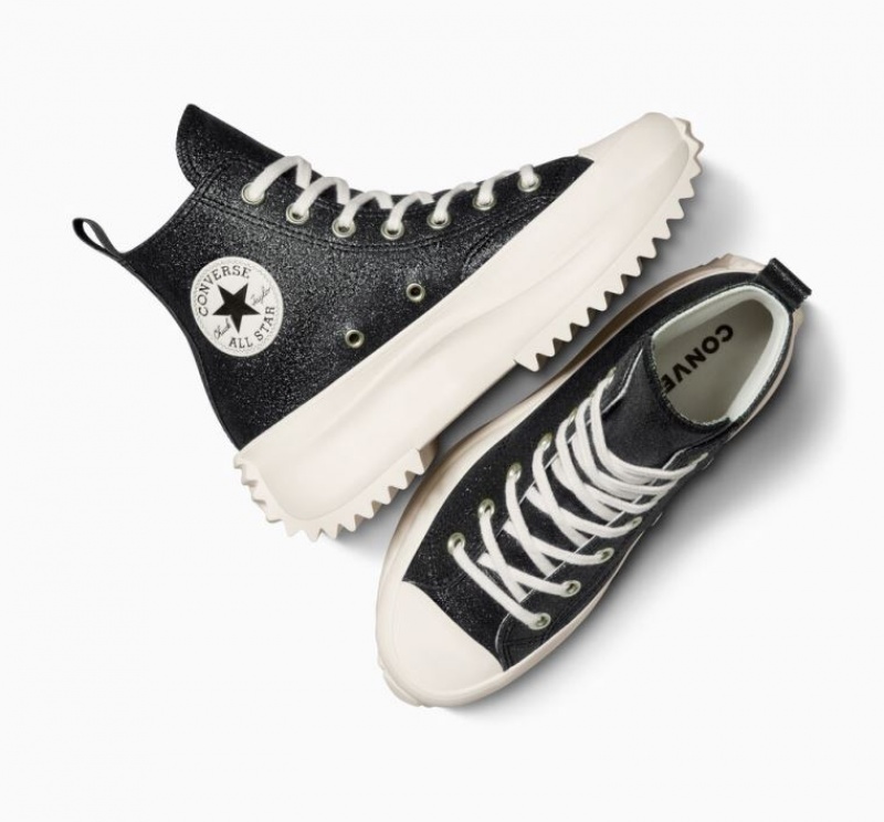 Női Converse Run Star Hike Glitter Platform Cipő Fekete | HUNGARY XYU0HQ